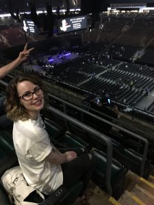 Waiting for The Tragically Hip with my oxygen tank behind me.